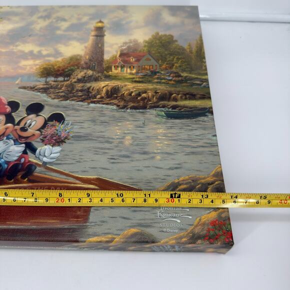 Thomas Kinkade Disney Mickey Minnie Lighthouse Cove Canvas Wrap 14x14 w/ COA - Picture 9 of 10